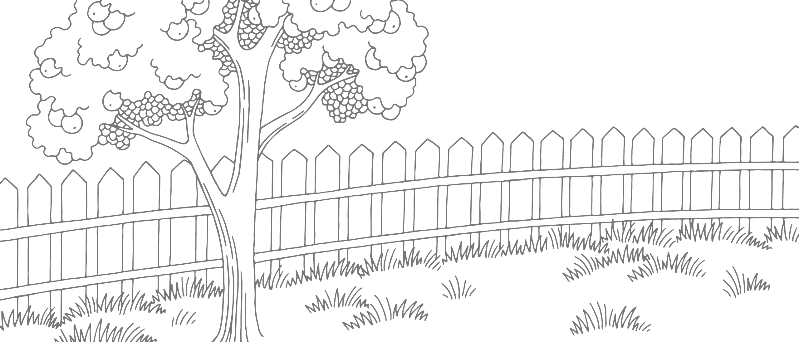 Illustration Gartenzaun und Baum