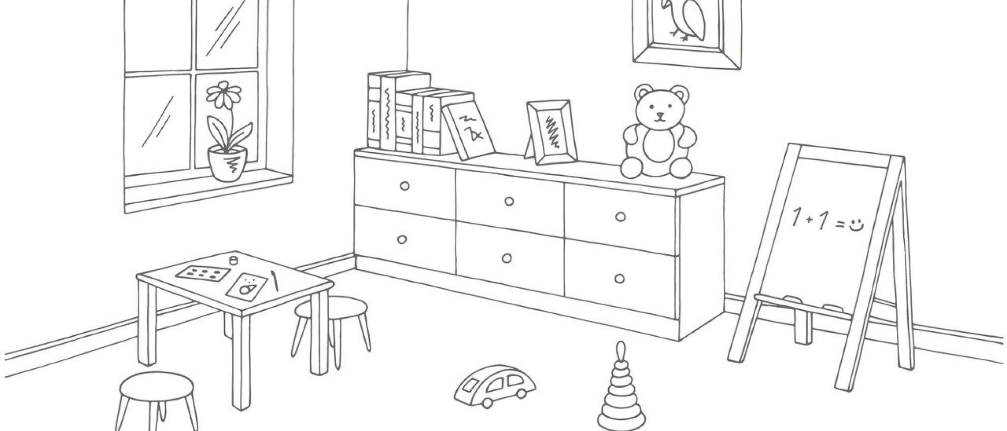Illustration Kinderzimmer mit Spielzeug